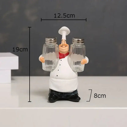 Whimsical white bearded chef resin figure set kitchen decor