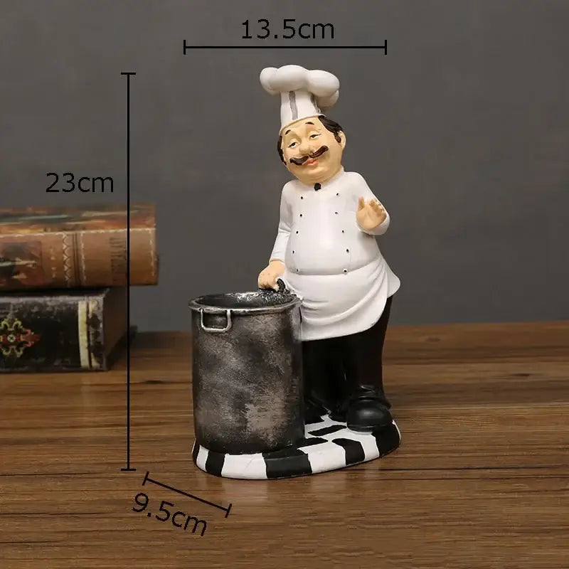 Whimsical white bearded chef resin figure set kitchen decor