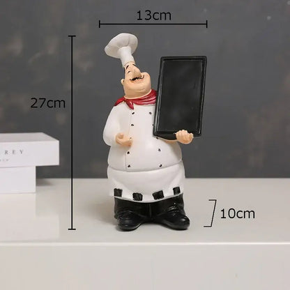 Whimsical white bearded chef resin figure set kitchen decor
