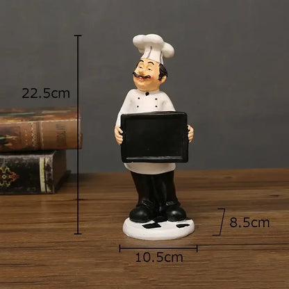 Whimsical white bearded chef resin figure set kitchen decor