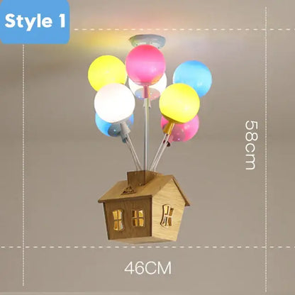 Whimsical wooden house balloon ceiling chandelier for nursery