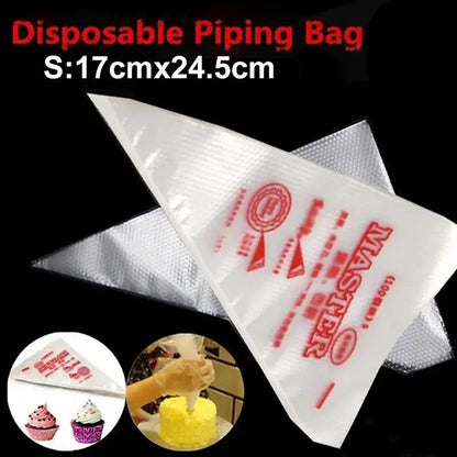 White 50 piece disposable pastry bags and tips set for kitchen baking
