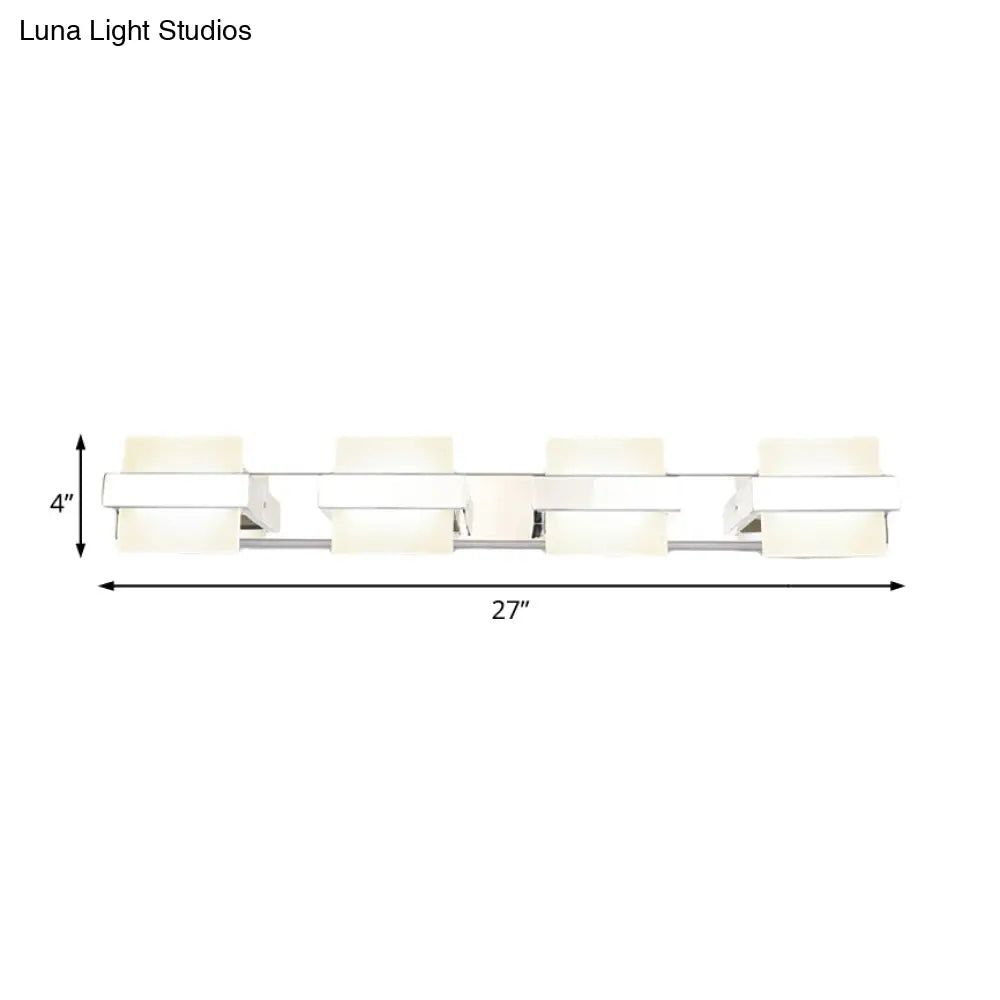 DecorBites™ White Acrylic LED Vanity Wall Light: Simple Square Fixture, 3/4 Lights, Bathroom Mirror Lamp