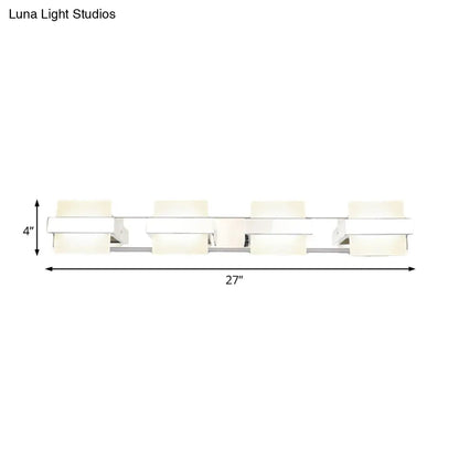 DecorBites™ White Acrylic LED Vanity Wall Light: Simple Square Fixture, 3/4 Lights, Bathroom Mirror Lamp
