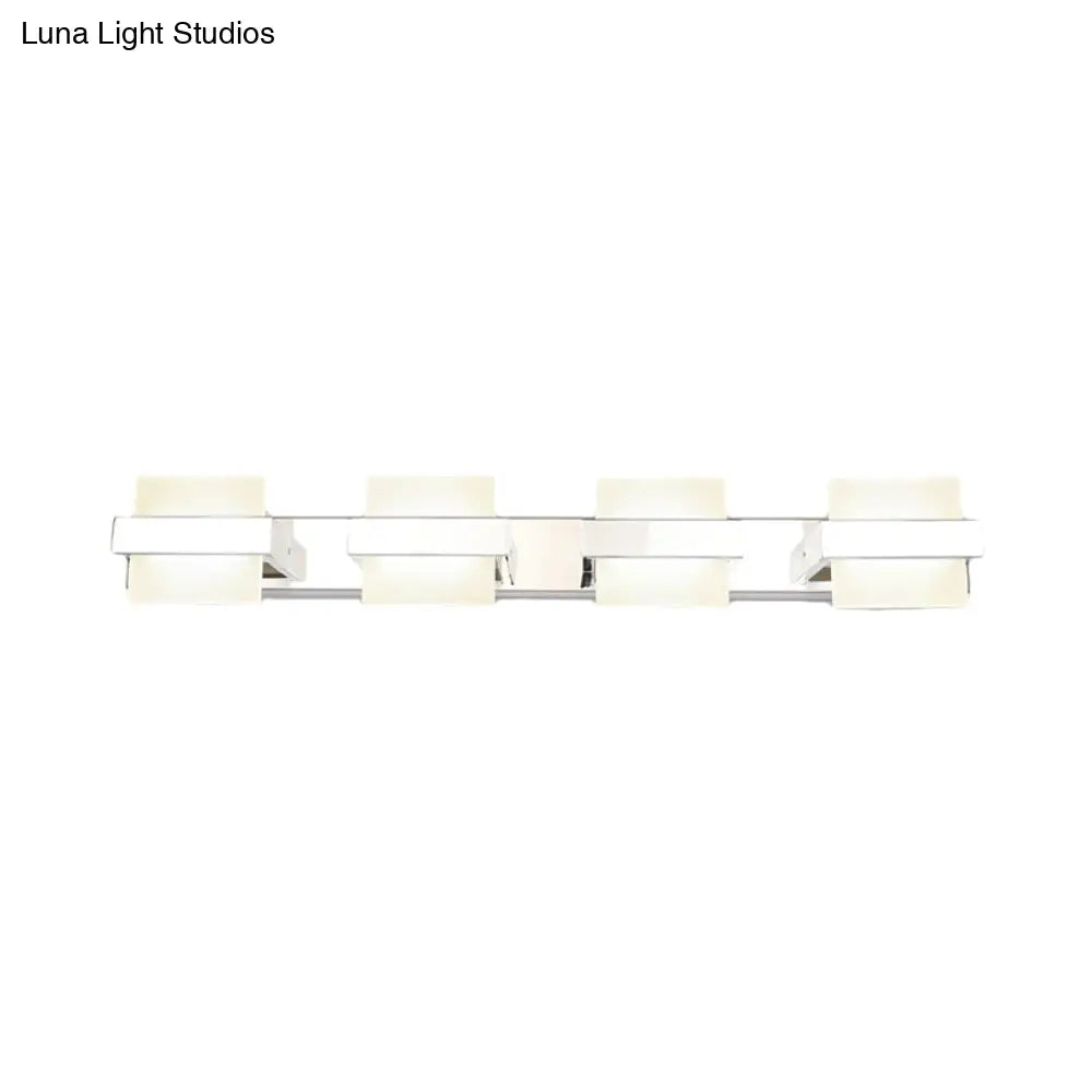 DecorBites™ White Acrylic LED Vanity Wall Light: Simple Square Fixture, 3/4 Lights, Bathroom Mirror Lamp