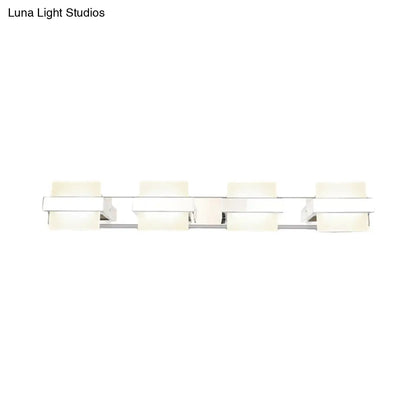 DecorBites™ White Acrylic LED Vanity Wall Light: Simple Square Fixture, 3/4 Lights, Bathroom Mirror Lamp