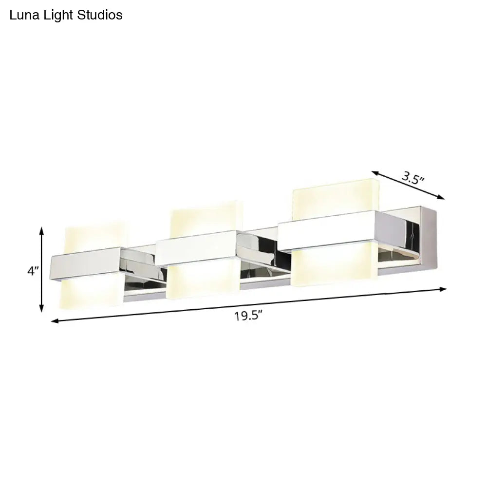 DecorBites™ White Acrylic LED Vanity Wall Light: Simple Square Fixture, 3/4 Lights, Bathroom Mirror Lamp