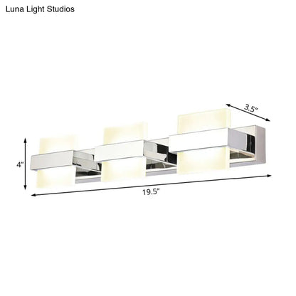 DecorBites™ White Acrylic LED Vanity Wall Light: Simple Square Fixture, 3/4 Lights, Bathroom Mirror Lamp