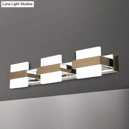 DecorBites™ White Acrylic LED Vanity Wall Light: Simple Square Fixture, 3/4 Lights, Bathroom Mirror Lamp