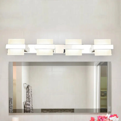 DecorBites™ White Acrylic LED Vanity Wall Light: Simple Square Fixture, 3/4 Lights, Bathroom Mirror Lamp