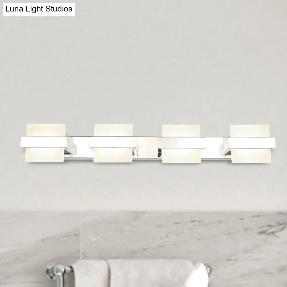 DecorBites™ White Acrylic LED Vanity Wall Light: Simple Square Fixture, 3/4 Lights, Bathroom Mirror Lamp