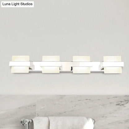 DecorBites™ White Acrylic LED Vanity Wall Light: Simple Square Fixture, 3/4 Lights, Bathroom Mirror Lamp