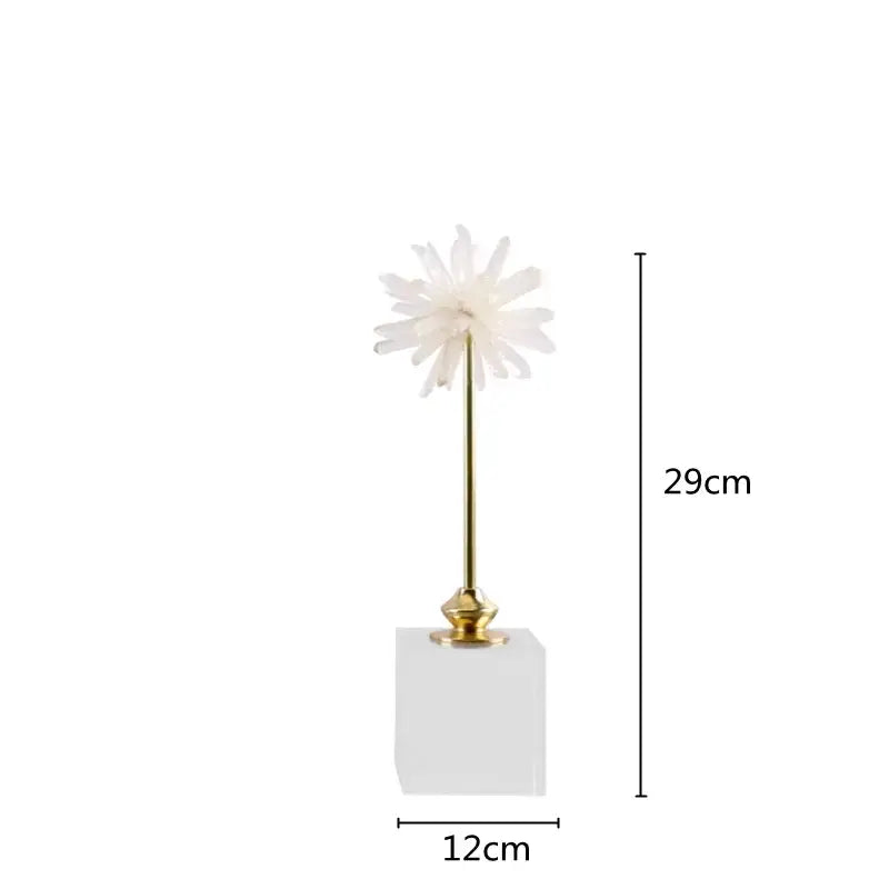 White agate flower home decor figurine living room marble base
