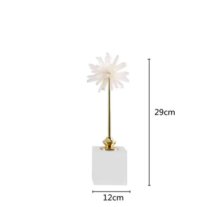 White agate flower home decor figurine living room marble base