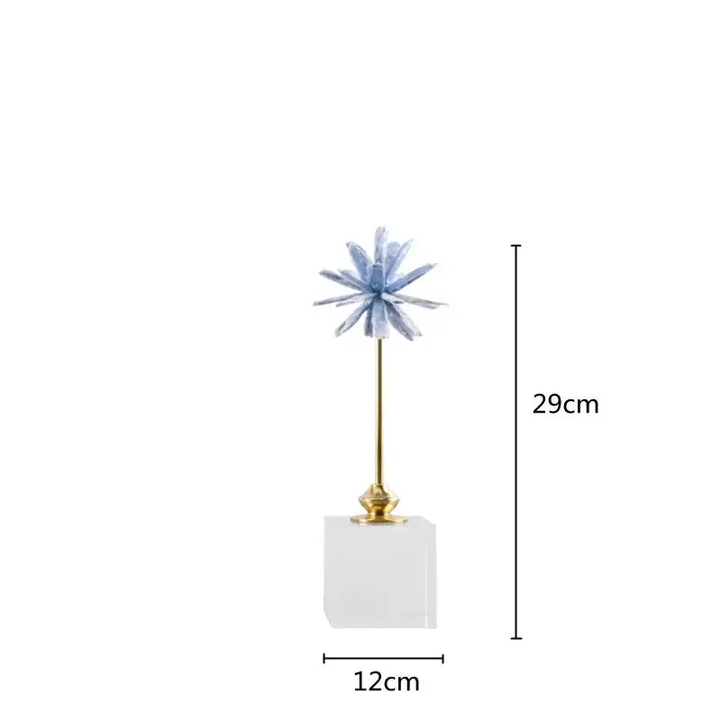 White agate flower home decor figurine living room marble base