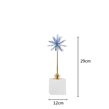 White agate flower home decor figurine living room marble base