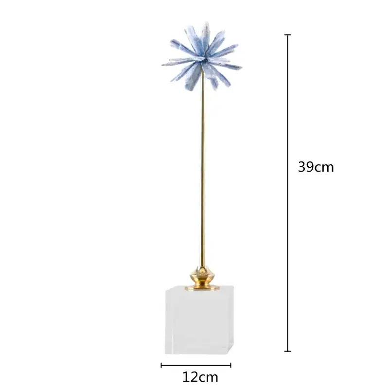 White agate flower home decor figurine living room marble base