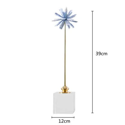 White agate flower home decor figurine living room marble base