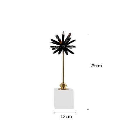 White agate flower home decor figurine living room marble base