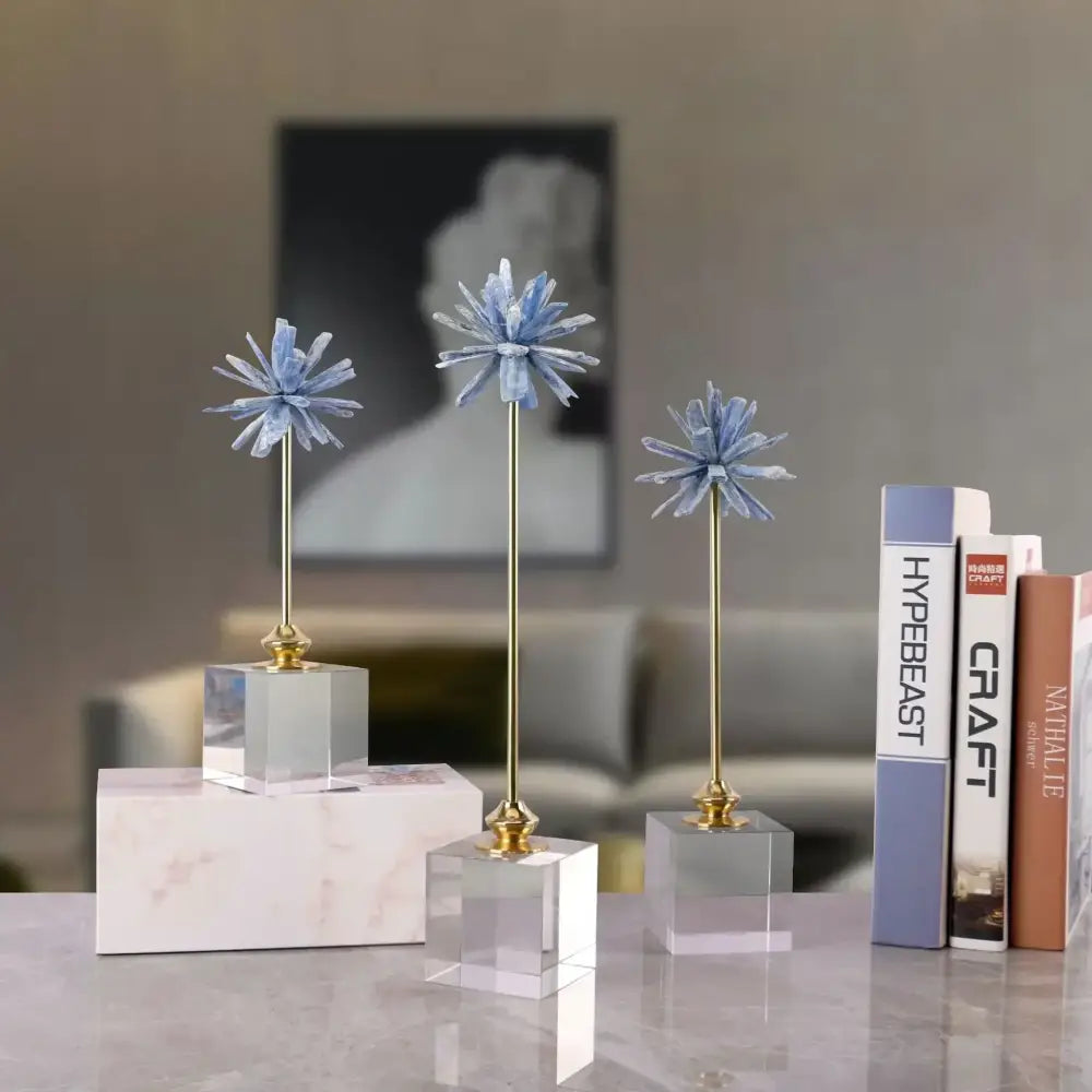 White agate flower home decor figurine living room marble base