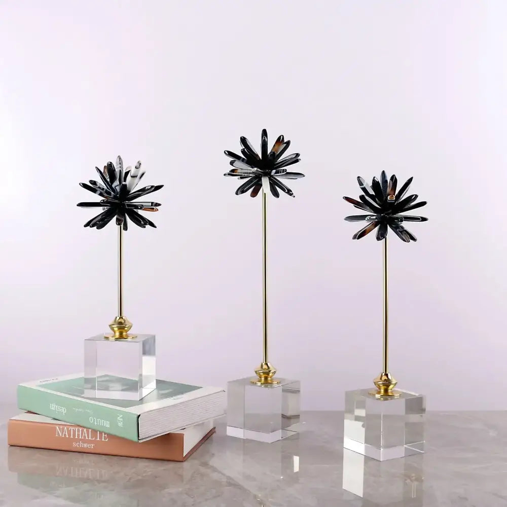 White agate flower home decor figurine living room marble base