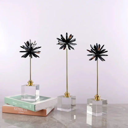 White agate flower home decor figurine living room marble base
