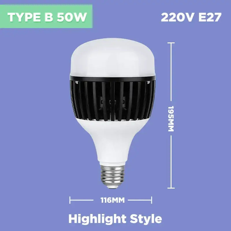 White and black 100w e27 led bulb kitchen high power light