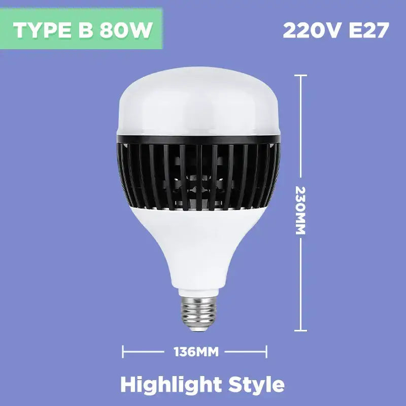 White and black 100w e27 led bulb kitchen high power light
