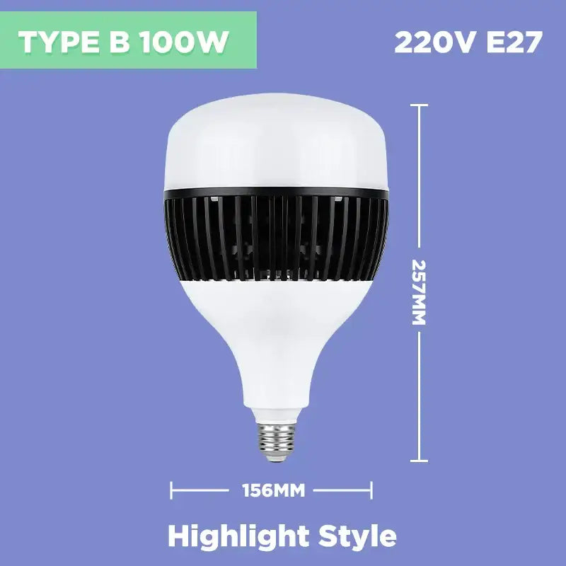 White and black 100w e27 led bulb kitchen high power light