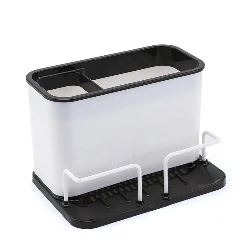 White and black double grid cutlery organizer kitchen utensil holder