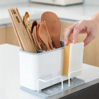 White and black double grid cutlery organizer kitchen utensil holder