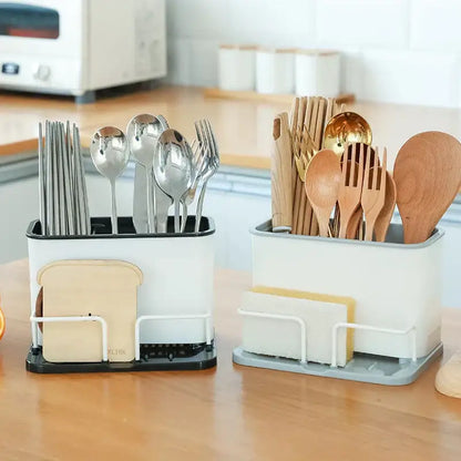 White and black double grid cutlery organizer kitchen utensil holder