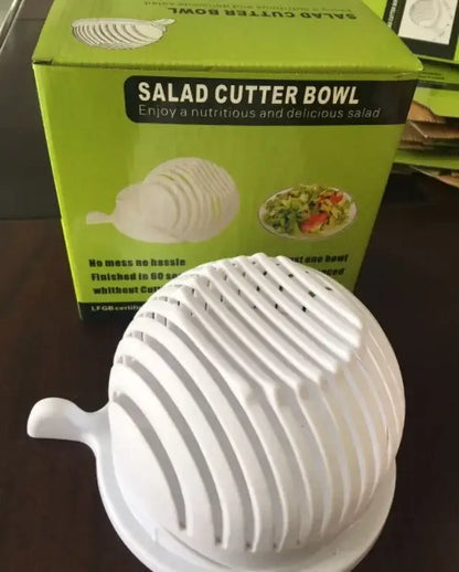 White and black easy salad cutter bowl kitchen vegetable slicer