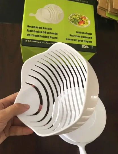 White and black easy salad cutter bowl kitchen vegetable slicer