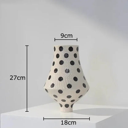 White and black polka dot wavy ceramic vase living room decor