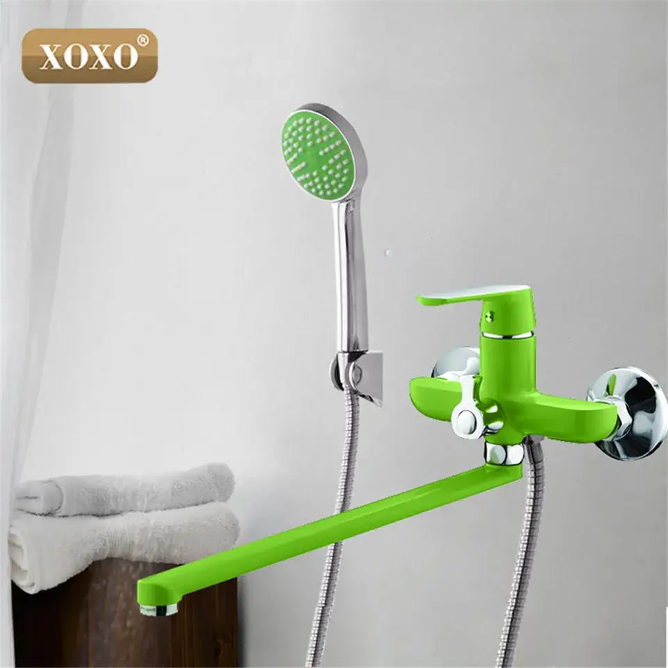 White and chrome bathtub shower faucet bathroom handheld showerhead
