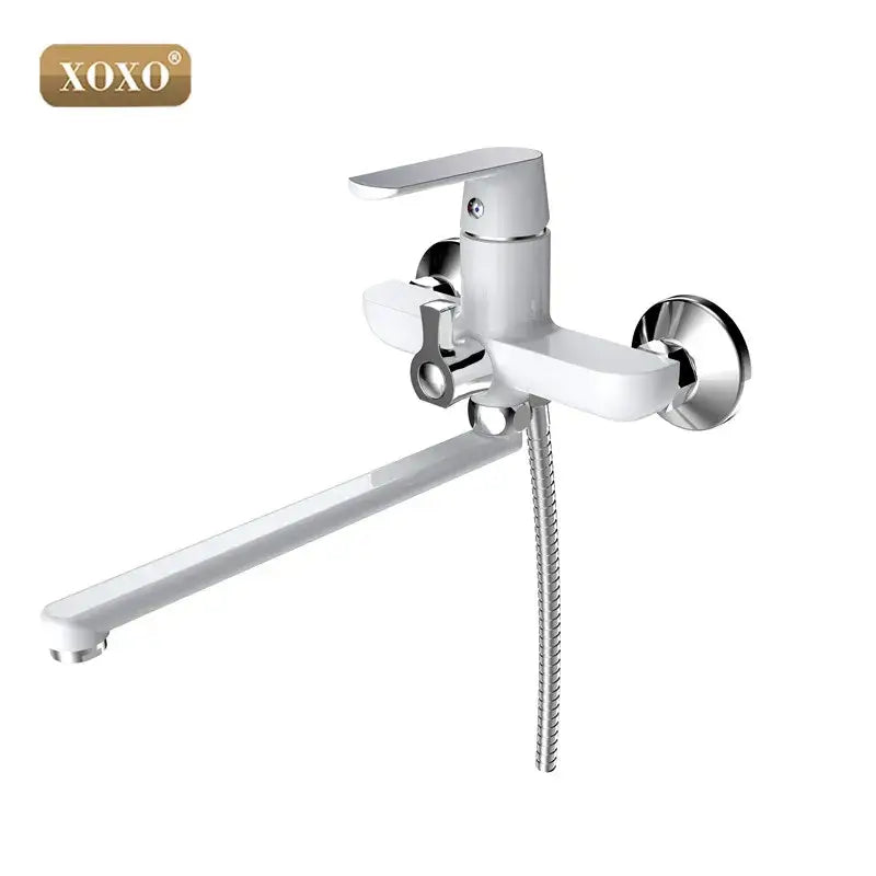 White and chrome bathtub shower faucet bathroom handheld showerhead