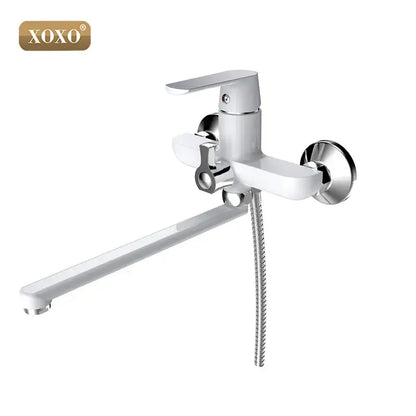 White and chrome bathtub shower faucet bathroom handheld showerhead