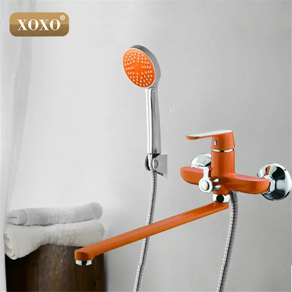 White and chrome bathtub shower faucet bathroom handheld showerhead
