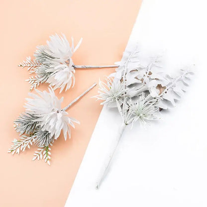 White and frosted green decorative flowers wedding bouquet