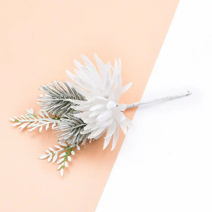 White and frosted green decorative flowers wedding bouquet