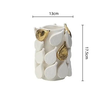 White and gold carambola ceramic vase living room decor