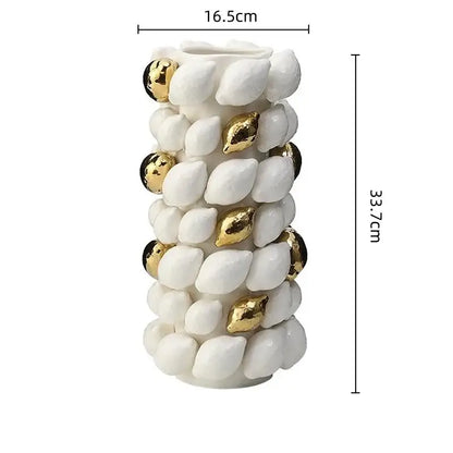 White and gold carambola ceramic vase living room decor