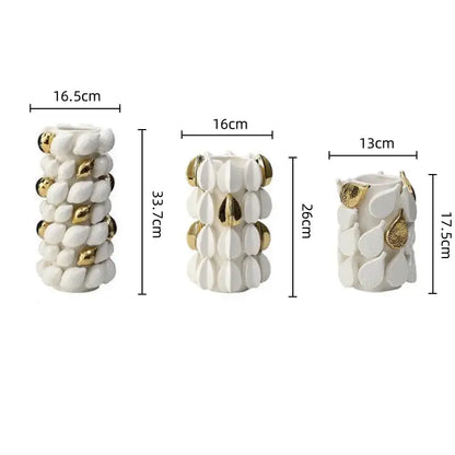 White and gold carambola ceramic vase living room decor