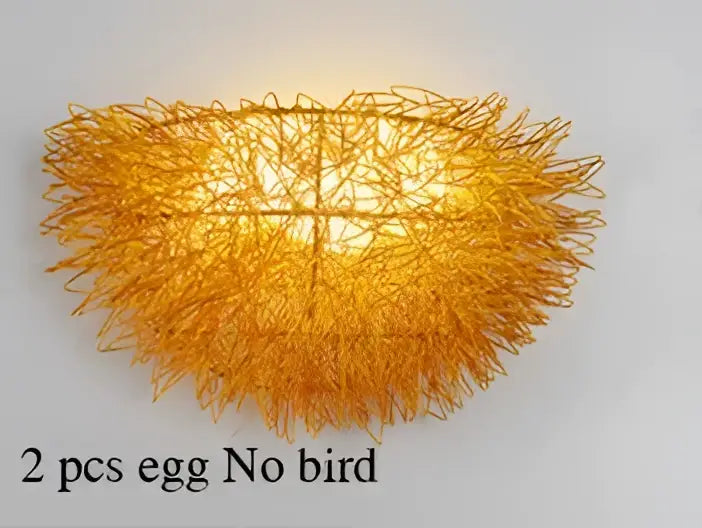 White and gold ceramic birds nest wall lamp for children room