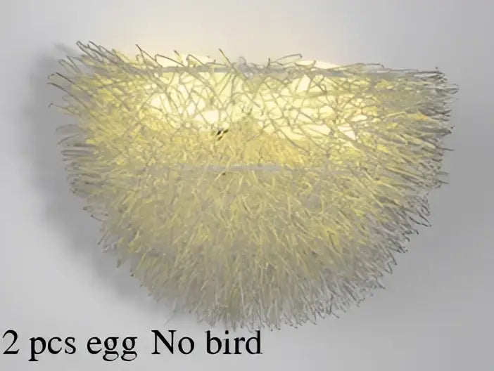 White and gold ceramic birds nest wall lamp for children room