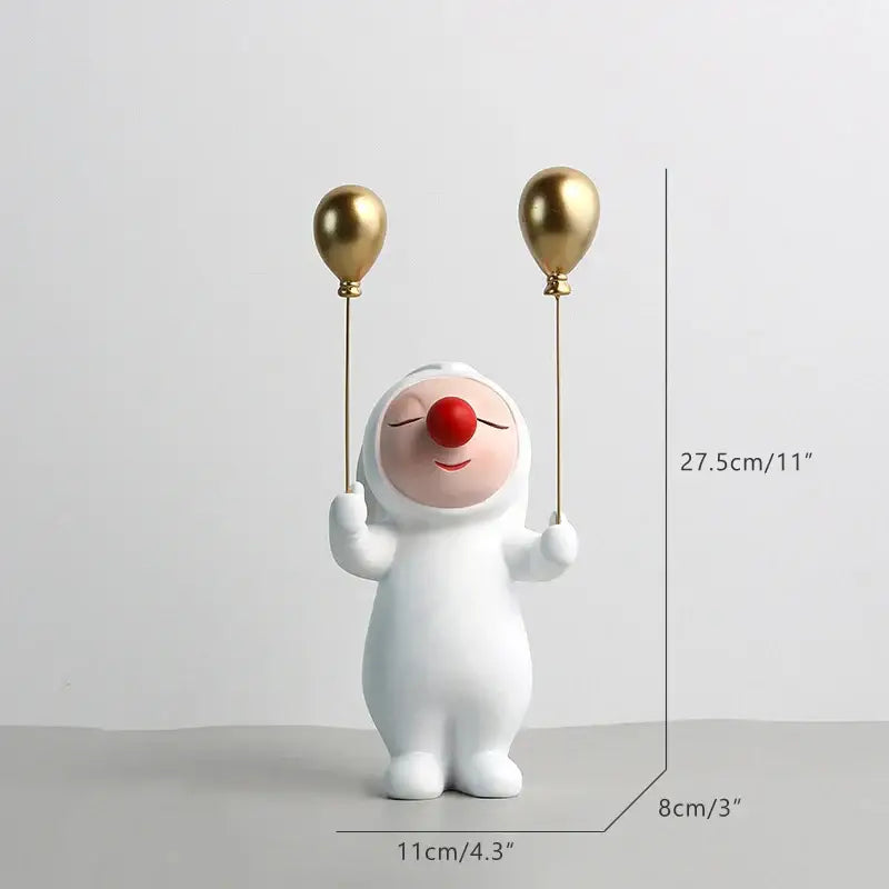 White and gold ceramic clown bust sculpture kids room candy tray