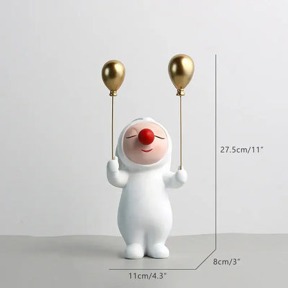 White and gold ceramic clown bust sculpture kids room candy tray