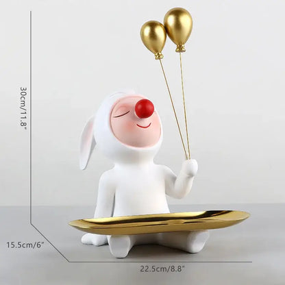 White and gold ceramic clown bust sculpture kids room candy tray