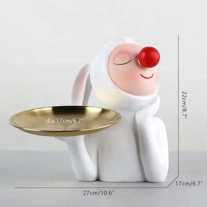 White and gold ceramic clown bust sculpture kids room candy tray